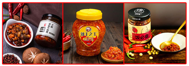 星火瓶裝辣椒灌裝機(jī)灌裝樣品展示