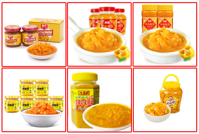 星火黃燈籠辣椒醬灌裝機(jī)灌裝樣品展示